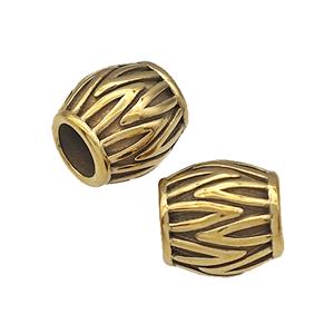 Stainless Steel Barrel Beads Large Hole Gold Plated, approx 10-11mm, 6mm hole [SSB4809]