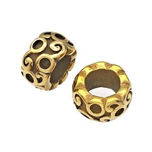 Stainless Steel Rondelle Beads Large Hole Gold Plated, approx 8.5-15mm, 8mm hole [SSB4811]