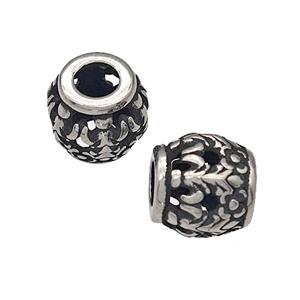 316 Stainless Steel Barrel Beads Hollow Large Hole Antique silver, approx 9-10mm, 4mm hole [SSB4842]