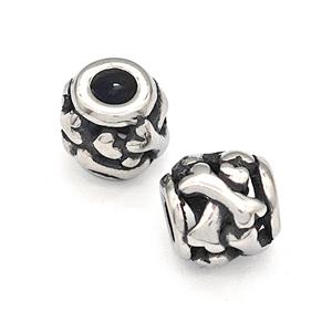 316 Stainless Steel Barrel Beads Hollow Large Hole Antique silver, approx 9-10mm, 4mm hole [SSB4852]