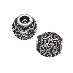 316 Stainless Steel Barrel Beads Hollow Large Hole Antique silver, approx 9-10mm, 4mm hole [SSB4861]
