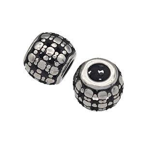 316 Stainless Steel Round Beads Hollow Large Hole Antique silver, approx 9-10mm, 4mm hole [SSB4865]