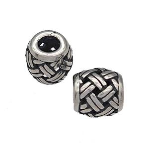 316 Stainless Steel Barrel Beads Hollow Large Hole Antique silver, approx 9-10mm, 4mm hole [SSB4869]
