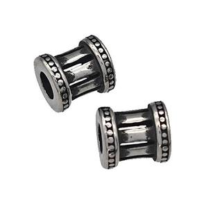 316 Stainless Steel Tube Beads Hollow Large Hole Antique silver, approx 9-10mm, 4mm hole [SSB4901]