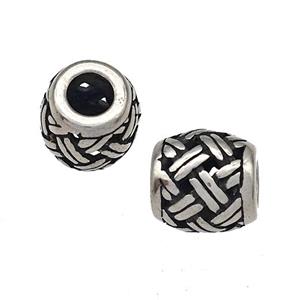 Stainless Steel Barrel Beads Hollow Large Hole Antique Silver, approx 9-10mm, 4mm hole [SSB4915]
