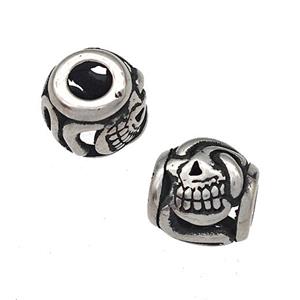 Stainless Steel Barrel Beads Hollow Large Hole Antique Silver, approx 9-10mm, 4mm hole [SSB4954]