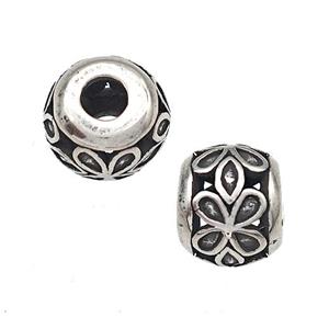 Stainless Steel Round Beads Hollow Large Hole Antique Silver, approx 9-10mm, 4mm hole [SSB4956]