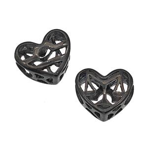 Stainless Steel Heart Beads Zodiac Libra Large Hole Hollow Black Plated, approx 12mm, 4mm hole [SSB5072]