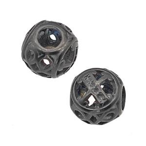 Stainless Steel Round Beads Letter-X Hollow Large Hole Black Plated, approx 9-10mm, 4mm hole [SSB5091]