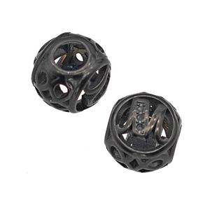 Stainless Steel Round Beads Letter-M Hollow Large Hole Black Plated, approx 9-10mm, 4mm hole [SSB5094]