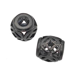Stainless Steel Barrel Beads Large Hole Hollow Black Plated, approx 9-10mm, 4mm hole [SSB5107]