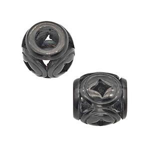 Stainless Steel Barrel Beads Large Hole Hollow Black Plated, approx 9-10mm, 4mm hole [SSB5109]