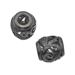 Stainless Steel Barrel Beads Cross Large Hole Hollow Black Plated, approx 9-10mm, 4mm hole [SSB5111]