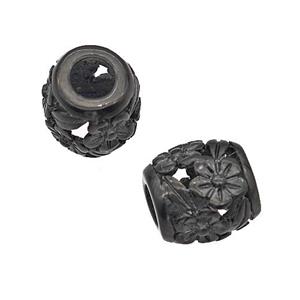 Stainless Steel Barrel Beads Cross Large Hole Hollow Black Plated, approx 9-10mm, 4mm hole [SSB5112]