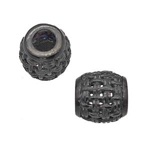 Stainless Steel Barrel Beads Large Hole Hollow Black Plated, approx 9-10mm, 4mm hole [SSB5114]