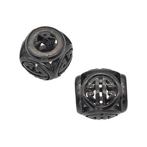 Stainless Steel Barrel Beads Large Hole Hollow Black Plated, approx 9-10mm, 4mm hole [SSB5116]