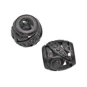 Stainless Steel Barrel Beads Large Hole Hollow Black Plated, approx 9-10mm, 4mm hole [SSB5120]