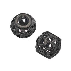 Stainless Steel Round Beads Large Hole Hollow Black Plated, approx 9-10mm, 4mm hole [SSB5123]