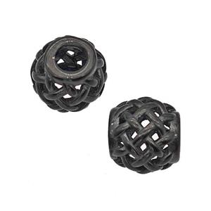 Stainless Steel Round Beads Large Hole Hollow Black Plated, approx 9-10mm, 4mm hole [SSB5124]