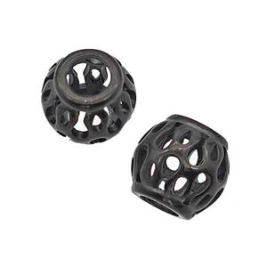 Stainless Steel Barrel Beads Large Hole Hollow Black Plated, approx 9-10mm, 4mm hole [SSB5126]