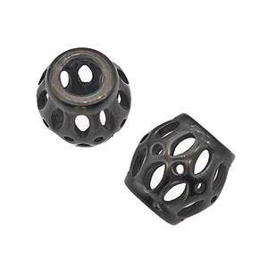 Stainless Steel Barrel Beads Large Hole Hollow Black Plated, approx 9-10mm, 4mm hole [SSB5127]