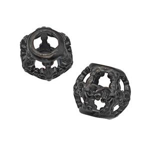 Stainless Steel Round Beads Large Hole Hollow Black Plated, approx 9-10mm, 4mm hole [SSB5128]