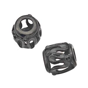 Stainless Steel Barrel Beads Large Hole Hollow Black Plated, approx 9-10mm, 4mm hole [SSB5131]