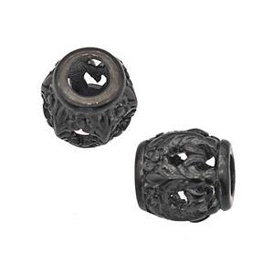 Stainless Steel Barrel Beads Large Hole Hollow Black Plated, approx 9-10mm, 4mm hole [SSB5139]