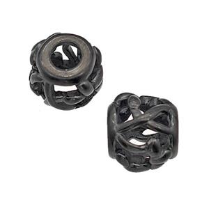 Stainless Steel Barrel Beads Large Hole Hollow Black Plated, approx 9-10mm, 4mm hole [SSB5141]