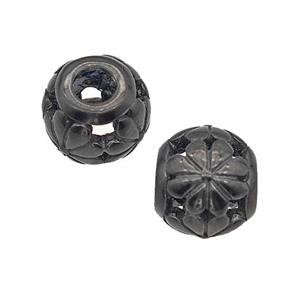 Stainless Steel Round Beads Flower Large Hole Hollow Black Plated, approx 9-10mm, 4mm hole [SSB5144]