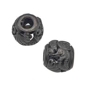 Stainless Steel Barrel Beads Seahorse Large Hole Hollow Black Plated, approx 9-10mm, 4mm hole [SSB5145]