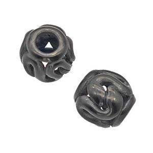 Stainless Steel Barrel Beads Snake Large Hole Hollow Black Plated, approx 9-10mm, 4mm hole [SSB5152]