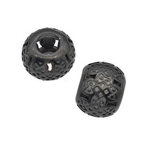 Stainless Steel Round Beads Large Hole Hollow Black Plated, approx 9-10mm, 4mm hole [SSB5154]