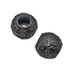 Stainless Steel Round Beads Flower Large Hole Hollow Black Plated, approx 9-10mm, 4mm hole [SSB5159]