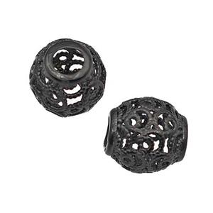 Stainless Steel Barrel Beads Large Hole Hollow Black Plated, approx 9-10mm, 4mm hole [SSB5160]