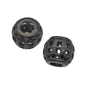 Stainless Steel Round Beads Large Hole Hollow Black Plated, approx 9-10mm, 4mm hole [SSB5162]