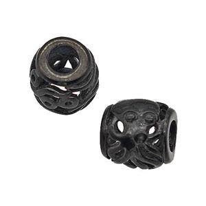 Stainless Steel Barrel Beads Octopus Large Hole Hollow Black Plated, approx 9-10mm, 4mm hole [SSB5163]