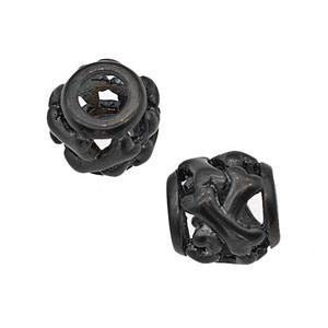 Stainless Steel Barrel Beads Dog-bone Large Hole Hollow Black Plated, approx 9-10mm, 4mm hole [SSB5166]
