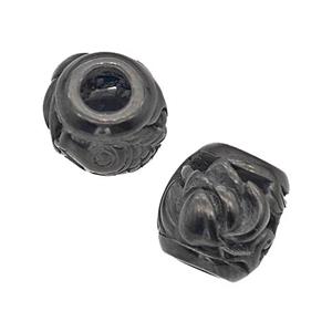 Stainless Steel Barrel Beads Flower Large Hole Hollow Black Plated, approx 9-10mm, 4mm hole [SSB5169]