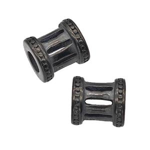 Stainless Steel Tube Beads Large Hole Hollow Black Plated, approx 9-10mm, 4mm hole [SSB5171]
