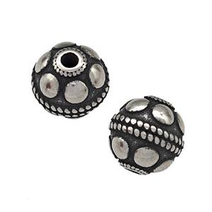Stainless Steel Round Beads Antique Silver, approx 10mm [SSB5174]
