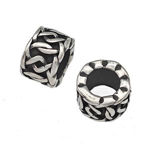 Stainless Steel Tube Beads Large Hole Antique Silver, approx 10mm, 6mm hole [SSB5175]
