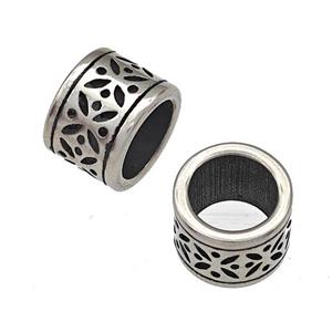 Stainless Steel Column Beads Large Hole Antique Silver, approx 8.5-11.5mm, 8mm hole [SSB5176]