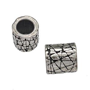 Stainless Steel Column Beads Large Hole Tube Antique Silver, approx 9-10mm, 6mm hole [SSB5178]