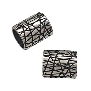 Stainless Steel Tube Beads Large Hole Column Antique Silver, approx 10-12mm, 8mm hole [SSB5179]