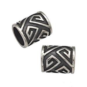 Stainless Steel Column Beads Large Hole TUbe Antique Silver, approx 10-12mm, 8mm hole [SSB5180]