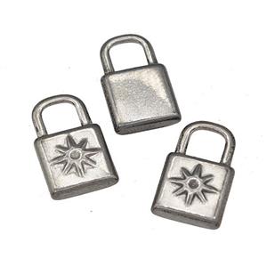 Raw Stainless Steel Lock Pendant, approx 8-14mm [SSB5187]