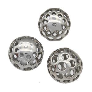 Raw Stainless Steel Round Beads Hollow, approx 18mm [SSB5193]