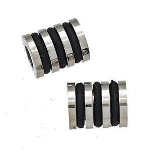 Raw Stainless Steel Tube Beads Large Hole, approx 8-10mm, 4mm hole [SSB5195]