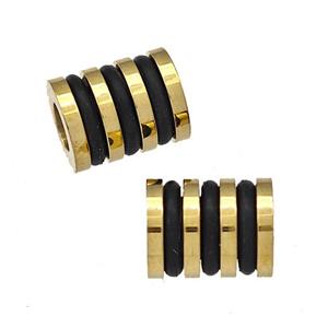 Stainless Steel Tube Beads Large Hole Column Gold Plated, approx 8-10mm, 4mm hole [SSB5196]
